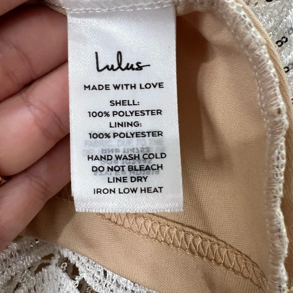 Lulus Lele White and Silver Sequin Mini Dress - Picture 7 of 7